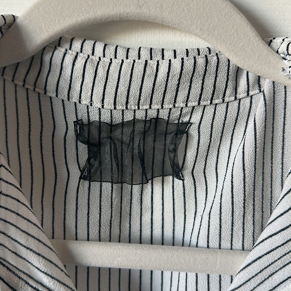 Reformation Pin Stripe Long Sleeve Blouse Shirt black white - Picture 2 of 5